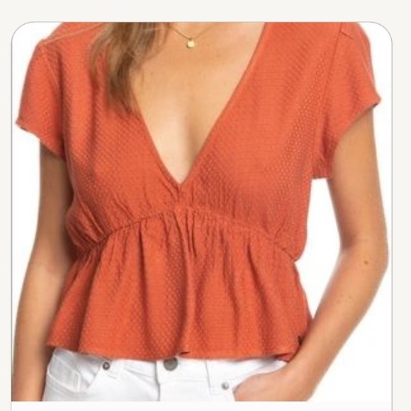 NWT ROXY Sweet Release V-Neck Woven Crop Top. Women's Size XS - Picture 1 of 7